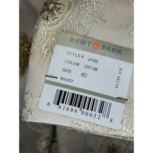 Kent & Park Cream Gold Embellished Tuxedo Jacket 40R J103 Italy Formal - Picture 5 of 13